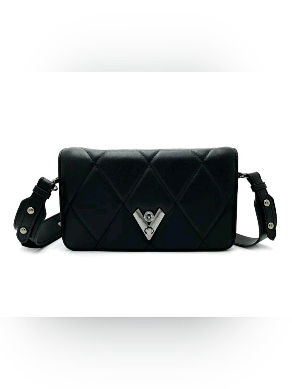 NWT Valentino Orlandi Quilted Crossbody Bag – Black w/ Gunmetal